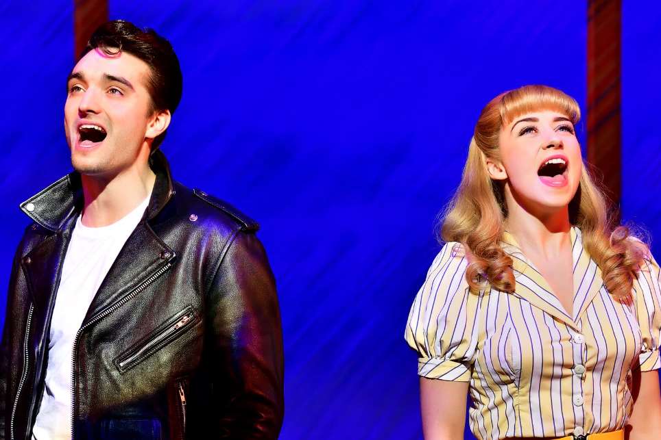 Tom Parker as Danny and Danielle Hope as Sandy in Grease Picture: Paul Coltas