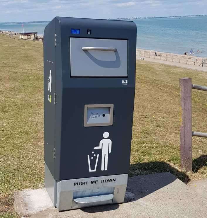 A "big belly bin" at Minster Leas beach in Sheerness. Picture: Swale Borough Council