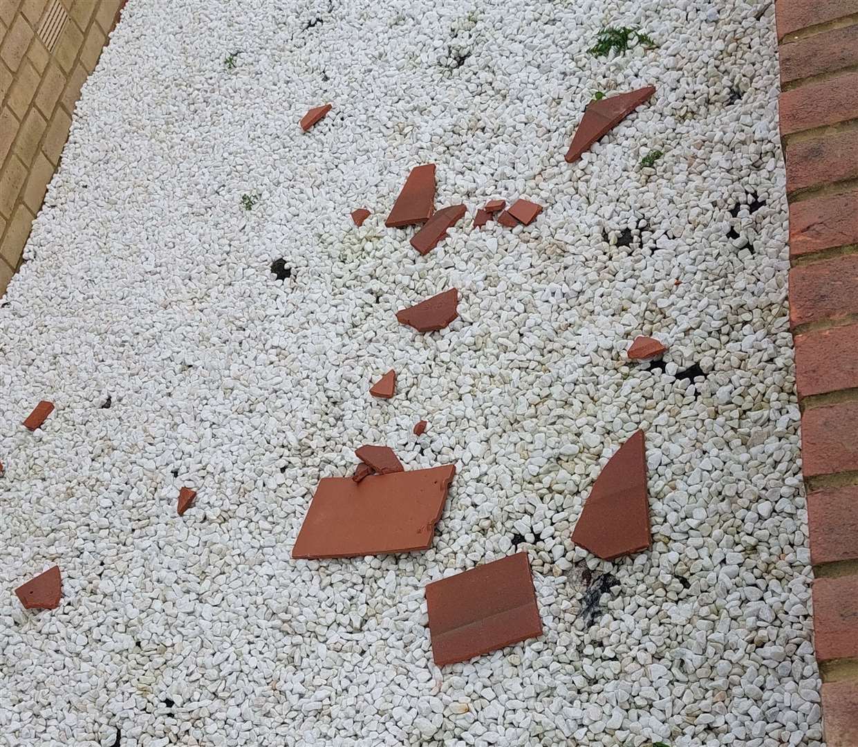 Broken tiles have fallen to the floor in Discovery Drive