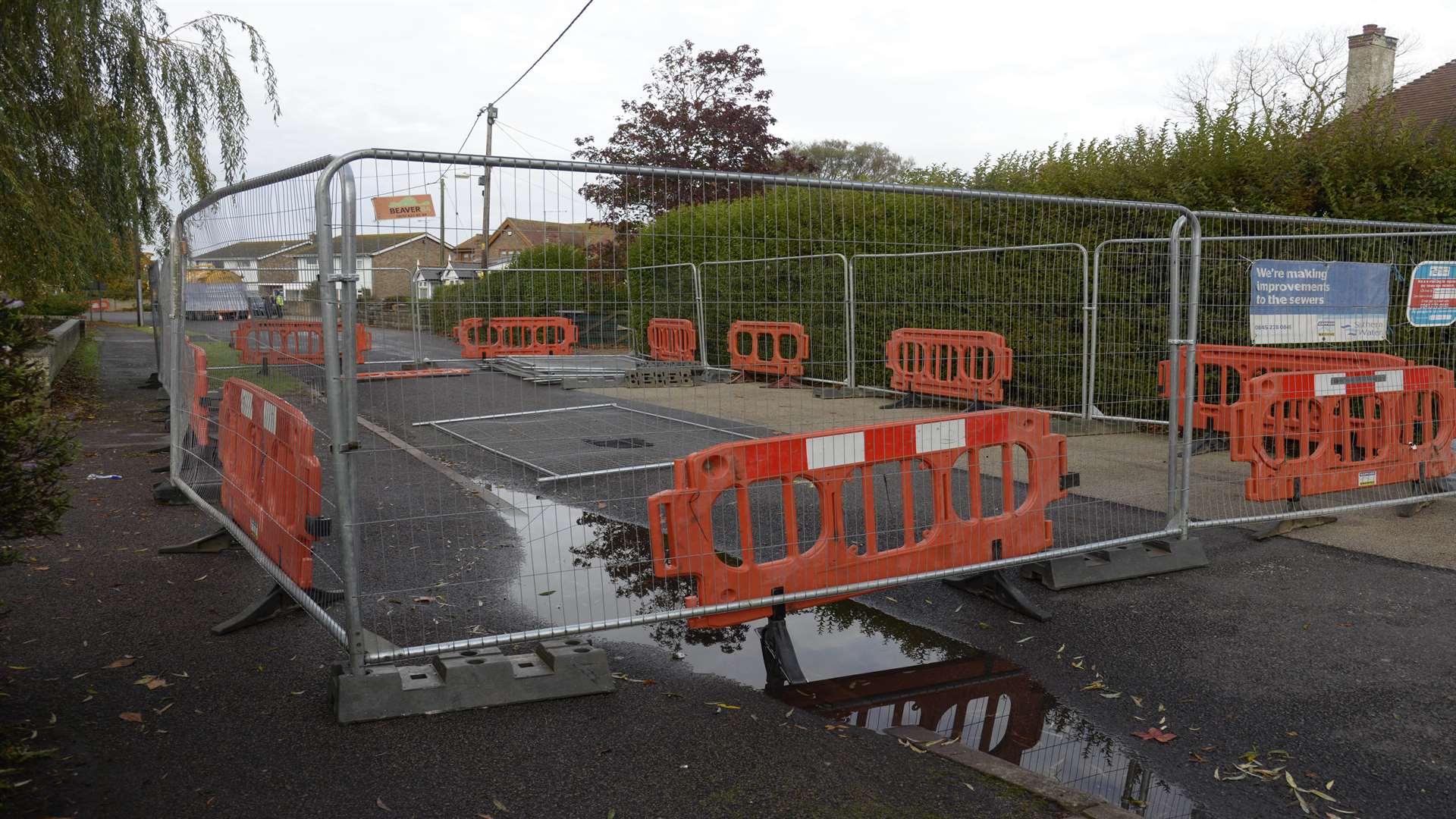 The area is sealed off while repair works go ahead. Picture: Chris Davey