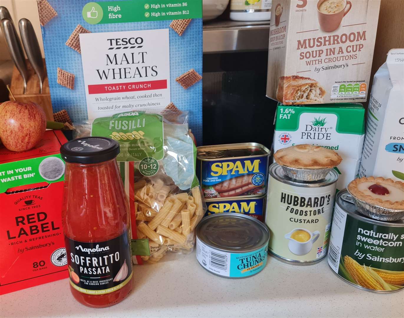 Items in the food bank parcel