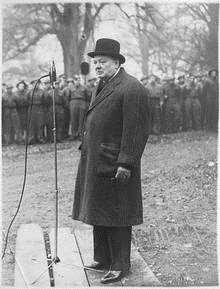 Sir Winston Churchill speaks in Dover in 1942.