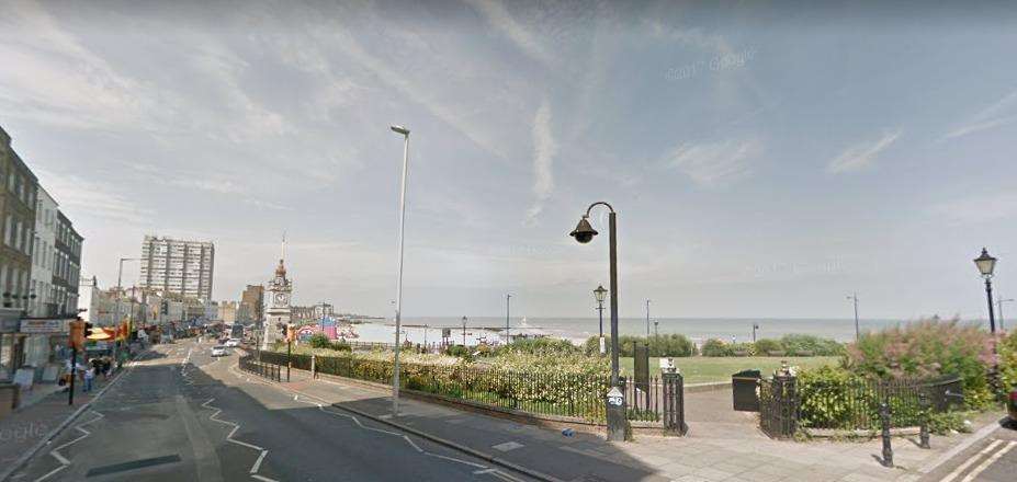 Ashleigh Harris and victim Mathew Foster argued after they had been in Marine Gardens in Margate. Picture: Google Street View