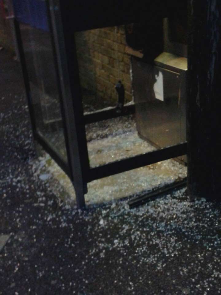 Vandalised phone box