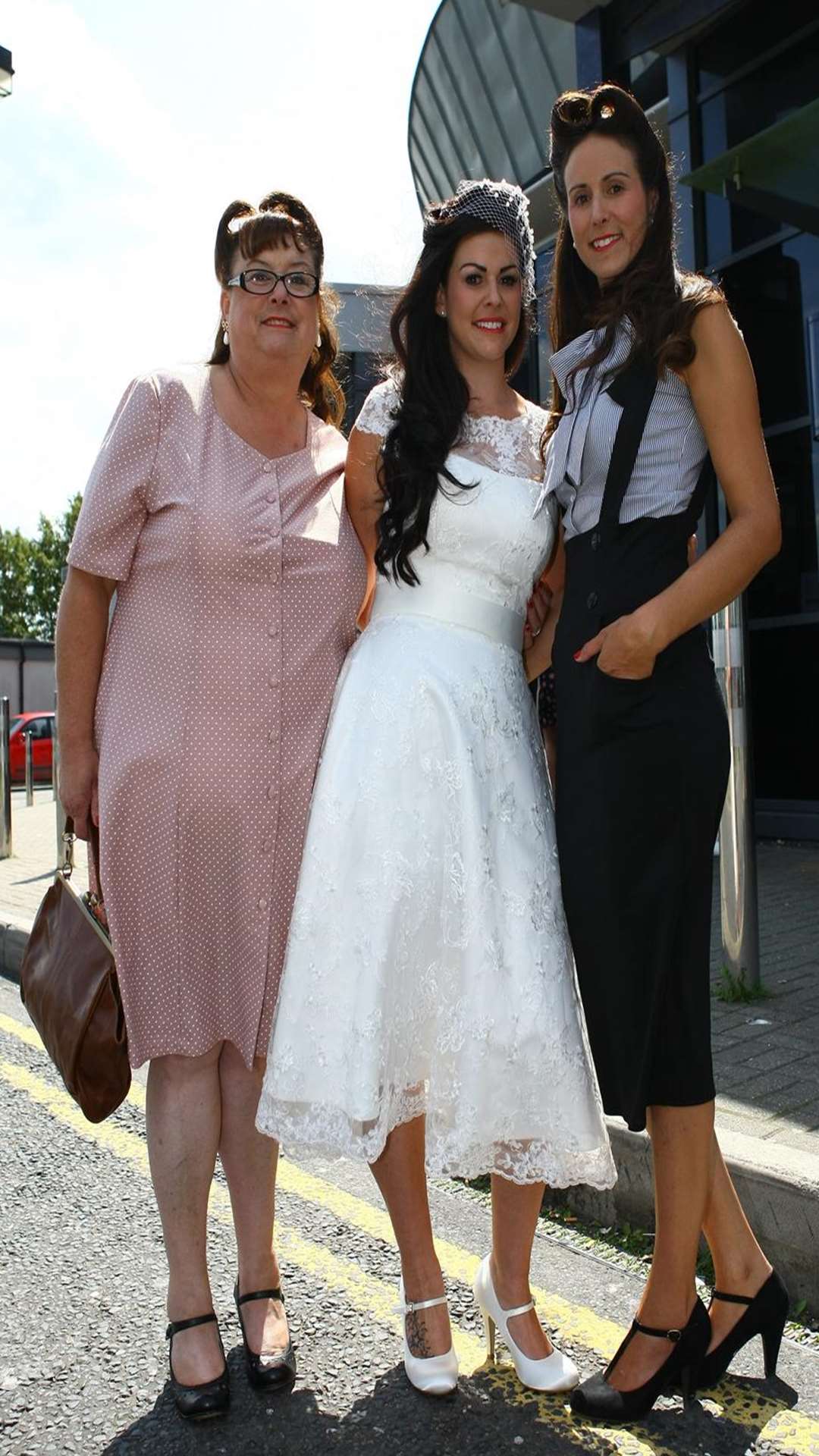 Mum and daughters in 1940s fancy dress