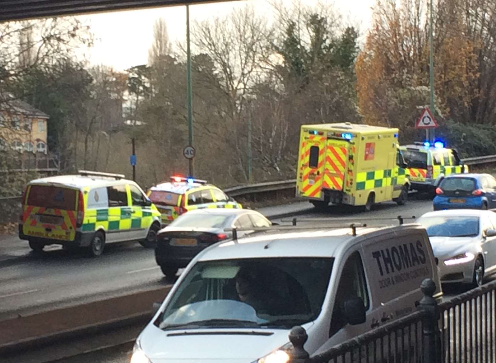 Emergency services were at the side of the River Medway after a man was pulled from the river on Friday