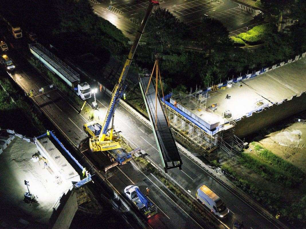An aerial image of it being lifted into place. Photo: Dover District Council