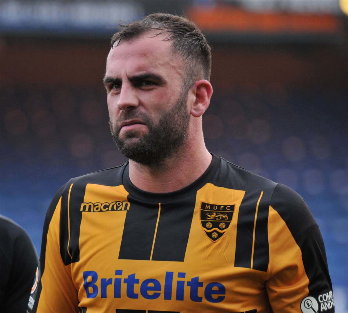 Maidstone player-coach Simon Walton made an unexpected return at Stockport Picture: Steve Terrell