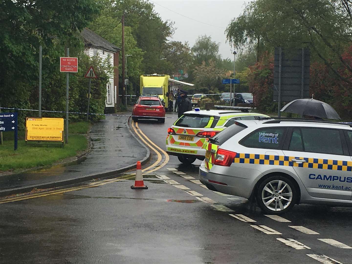 Emergency vehicles at Canterbury Mosque last month, after Imam Ihsan Khan received a 'suspicious letter'