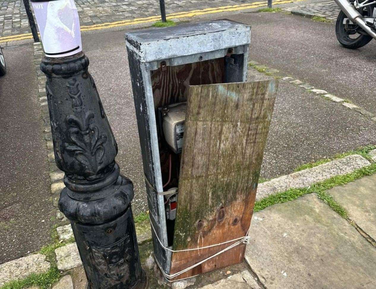 A damaged electrical box on The Stade in Folkestone. Picture: Andy Burnett
