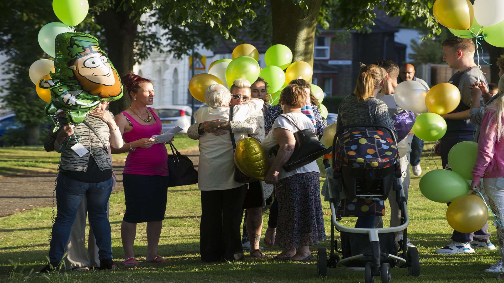 Friends and family of Michael Tierney released the balloons from Victoria Gardens