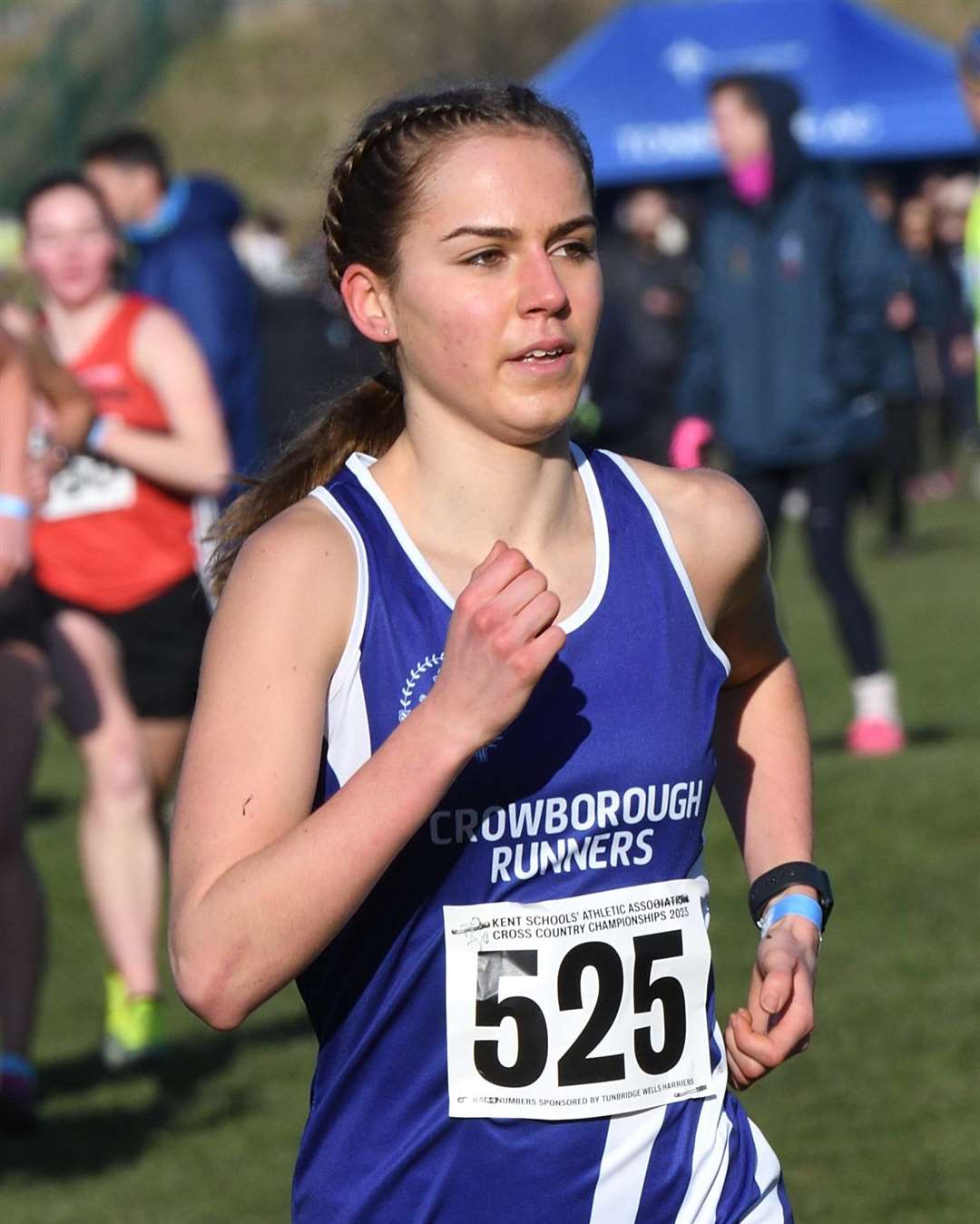 Annabelle Souter representing the Tonbridge district on her way to victory in the intermediate girls' race. Picture: Simon Hildrew. (62005964)