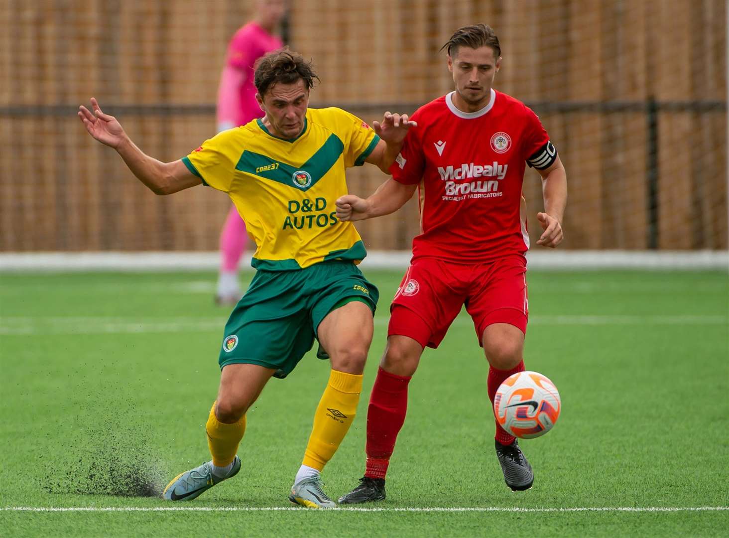Action between Hollands & Blair and Ashford United in the FA Cup Extra Preliminary Round Picture: Ian Scammell