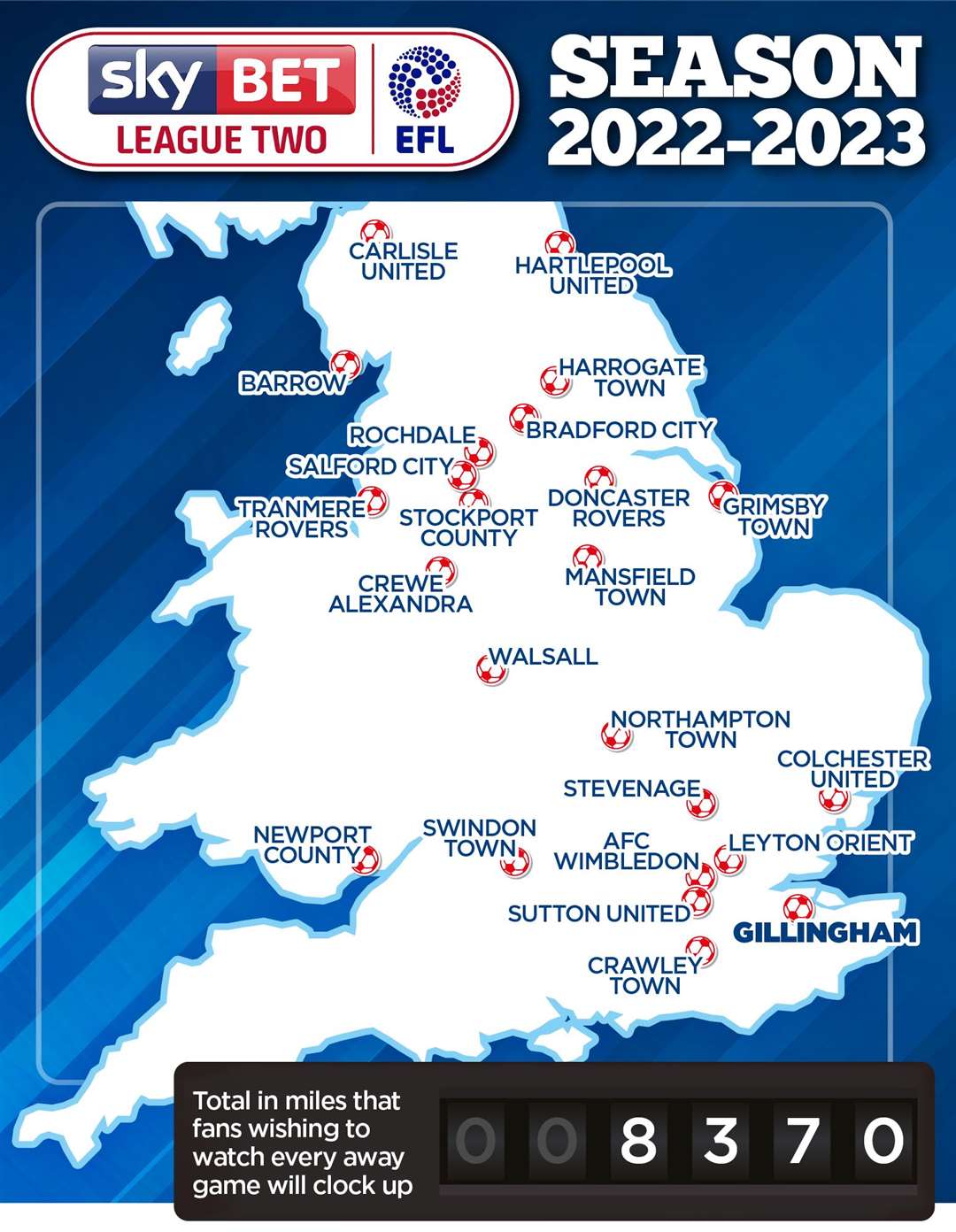 Gillingham's League 2 opponents for 2022/23 (57103364)