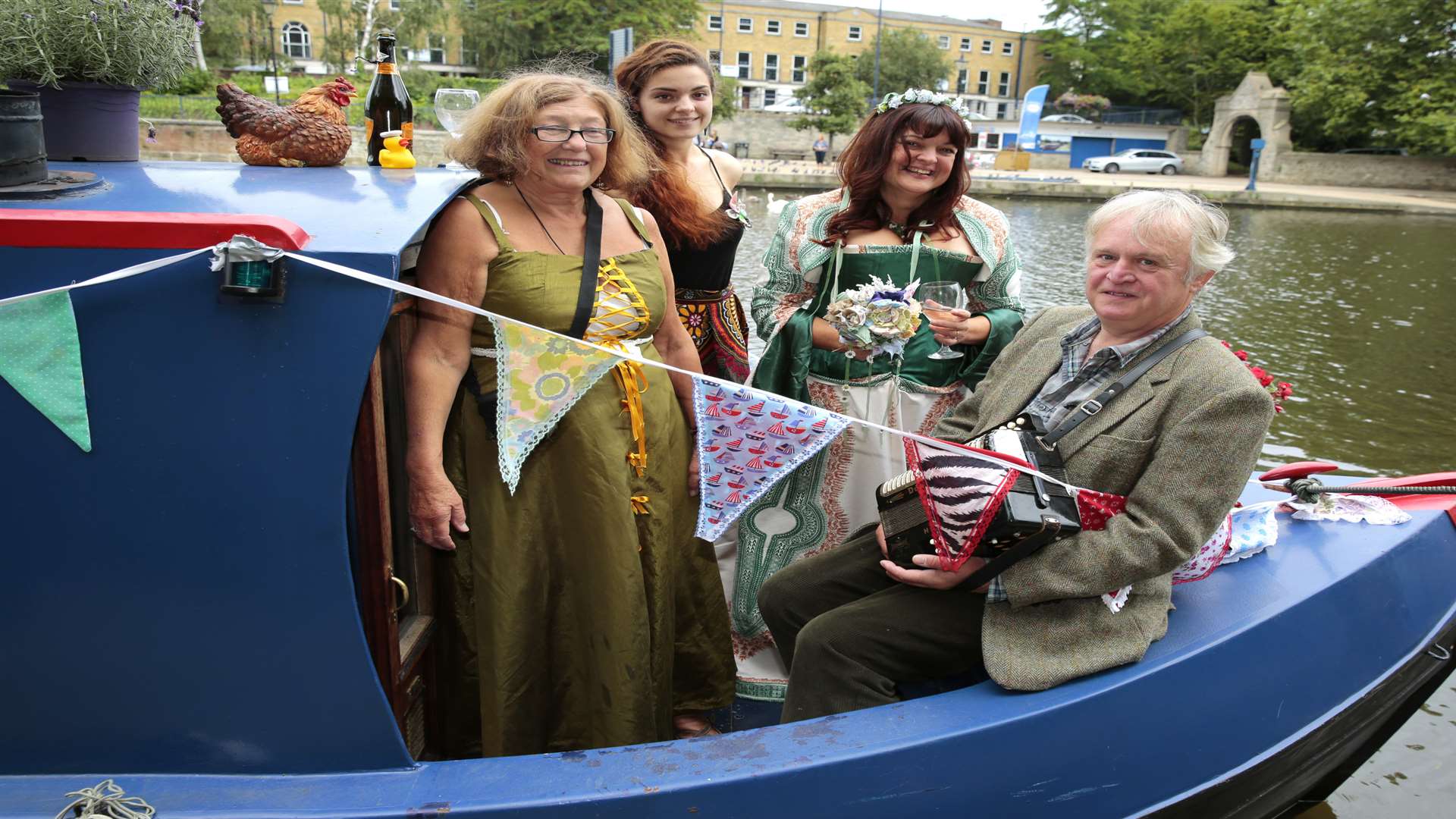 The pair got married on a flotilla of narrow boats