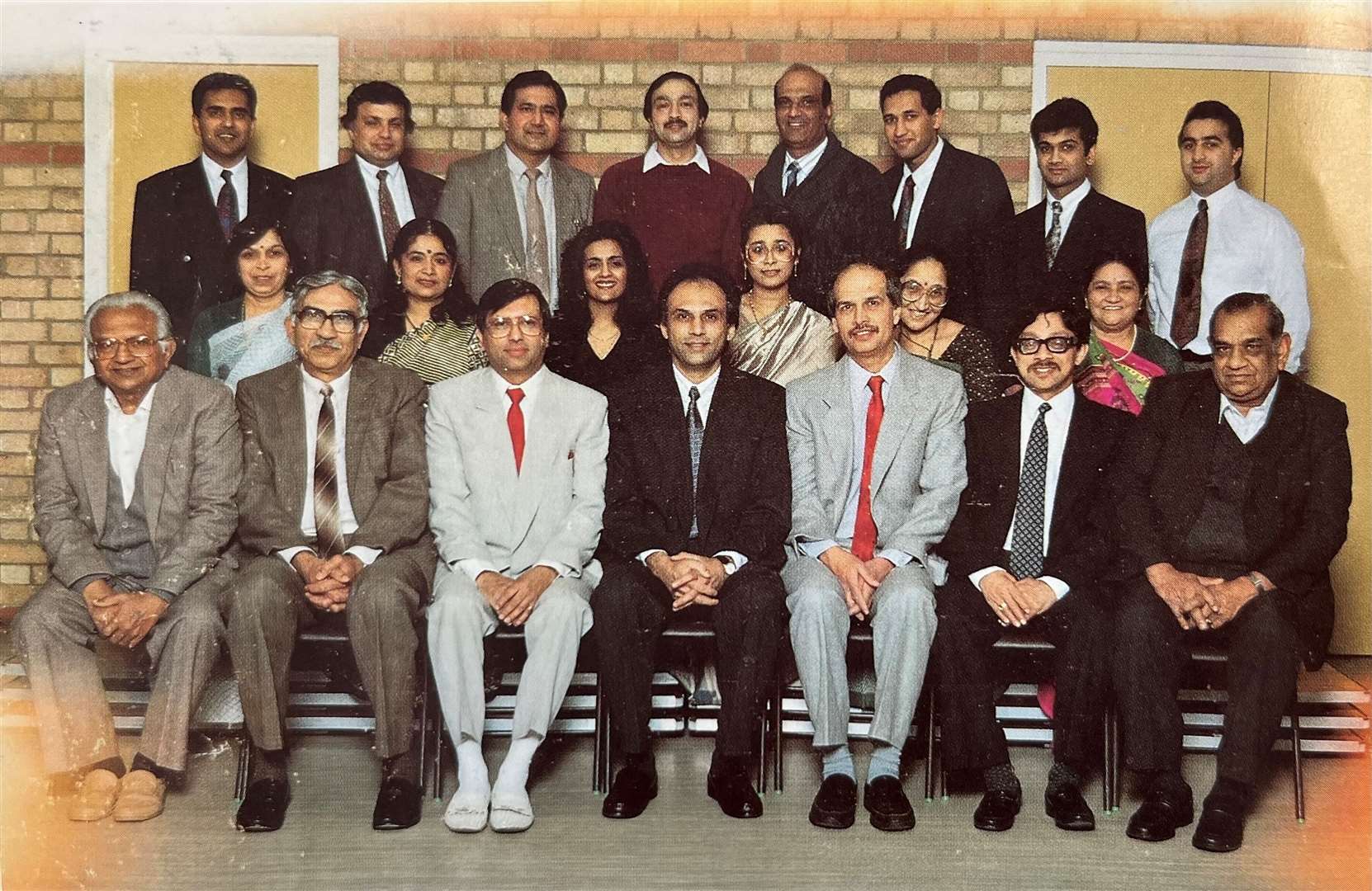 Maidstone Mandal pictured in 1991, then president Navin Kuntwala sat in the middle with other committee members surrounding him. Middle row, second from left: Prafula.