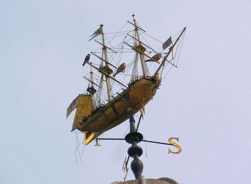 The weathervane on top of the Guildhall Museum in Rochester