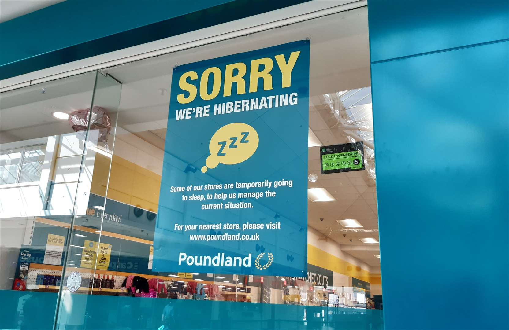 A sign has been put up at the front of the 'hibernating' Poundland store