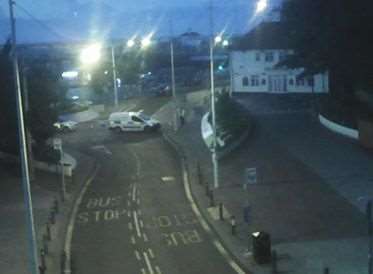 Police at the scene in Folkestone shortly after 6am