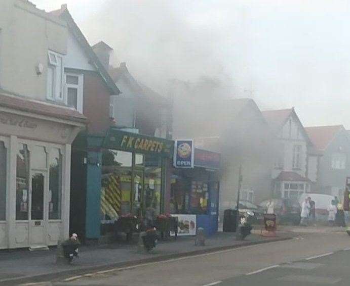 A plume of smoke rose from Beltinge Fish Bar in Herne Bay. Picture: Rebecca Butler