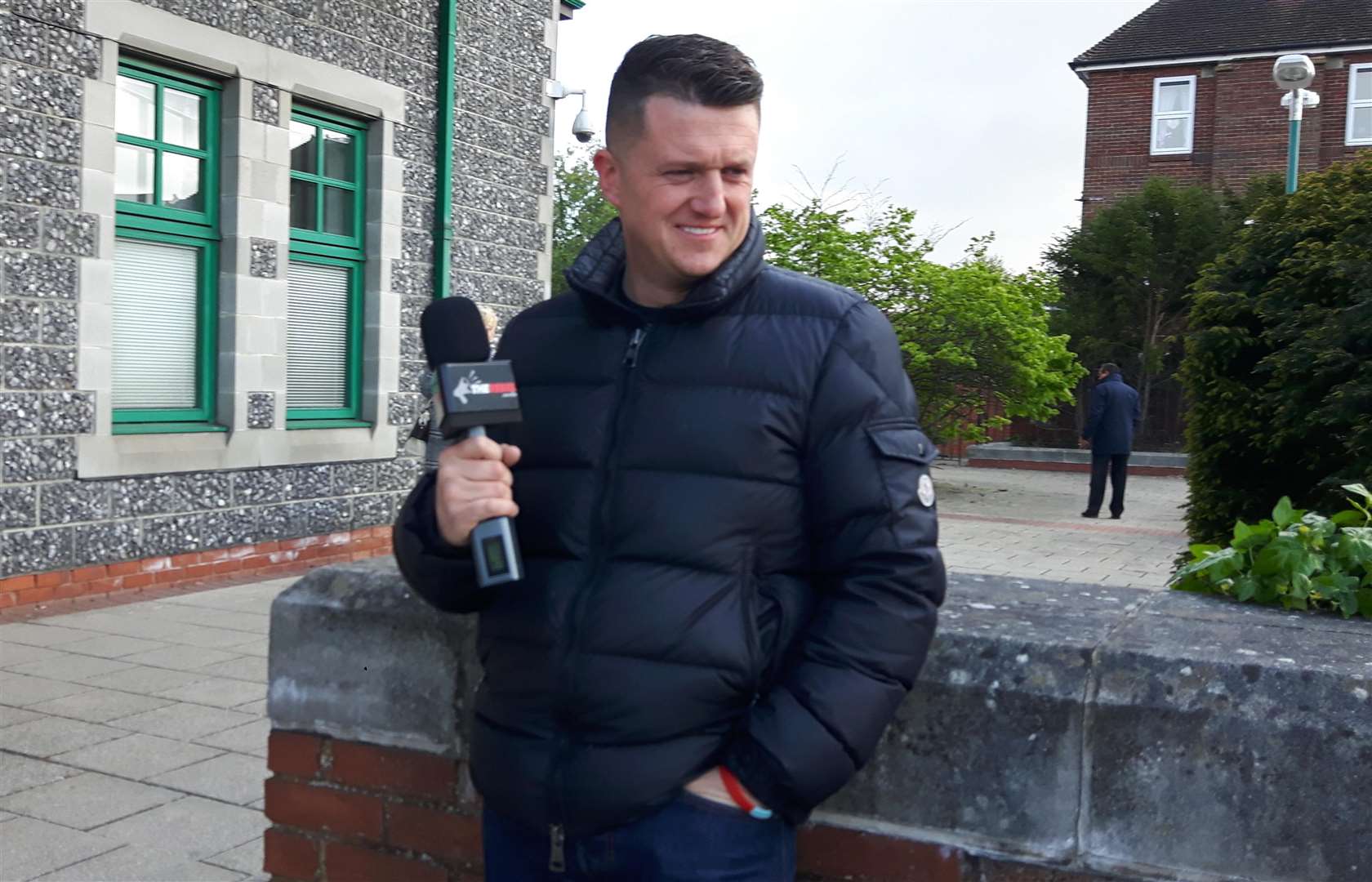 Tommy Robinson outside Canterbury Crown Court