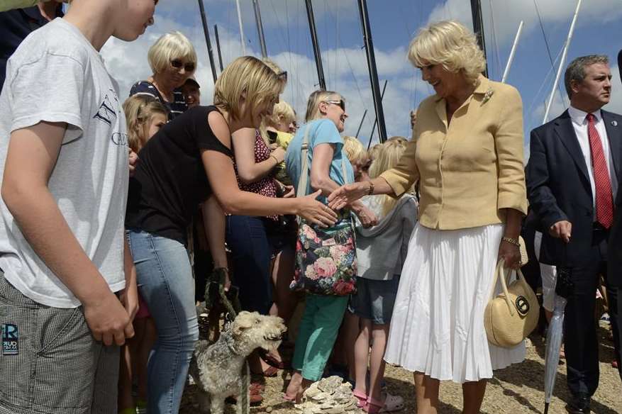 Camilla, the Duchess of Cornwall greets crowds at the Whitstable Oyster Festival