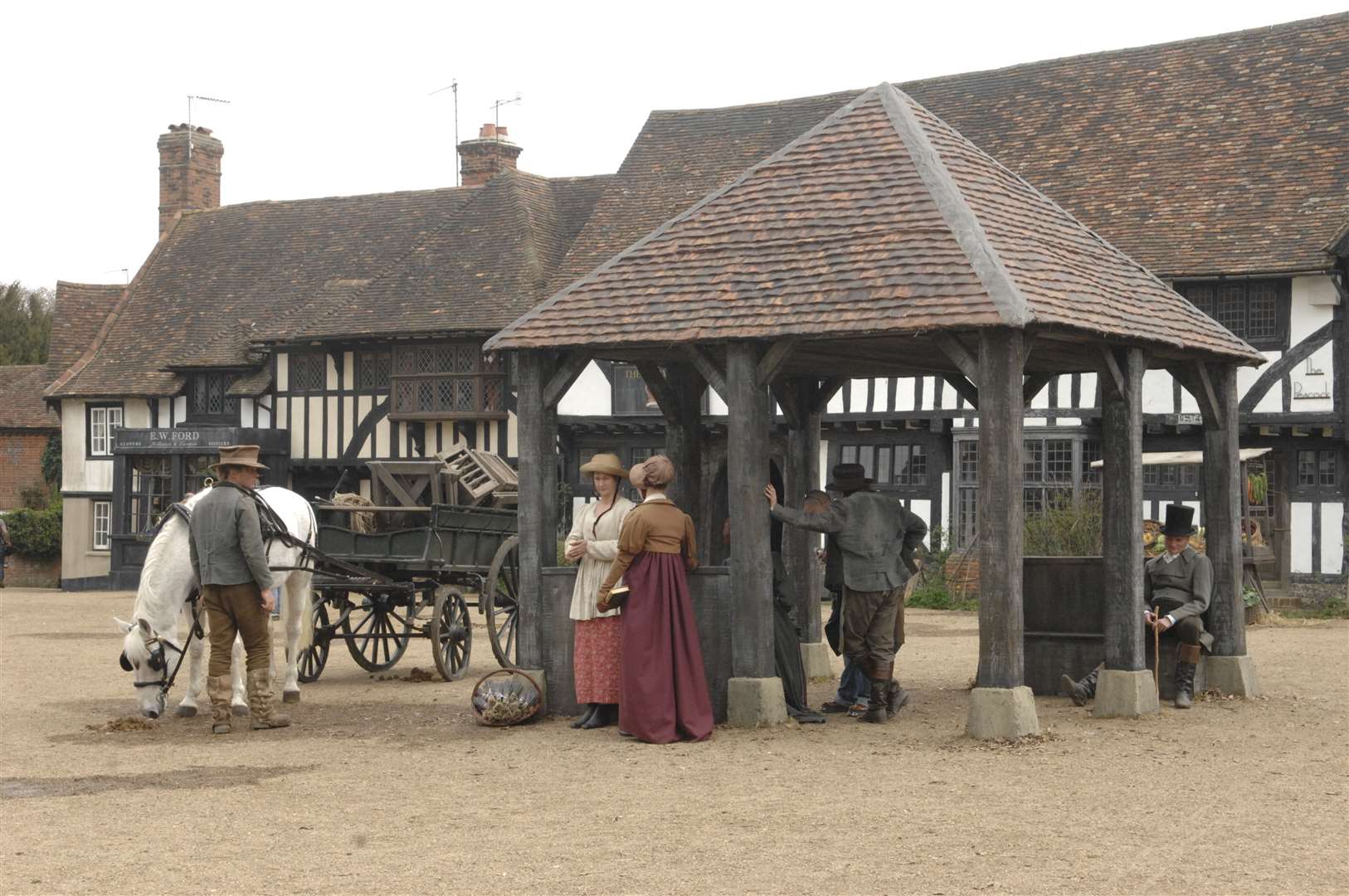 Chilham Square is transformed for the BBC production of Emma. Picture: Chris Davey