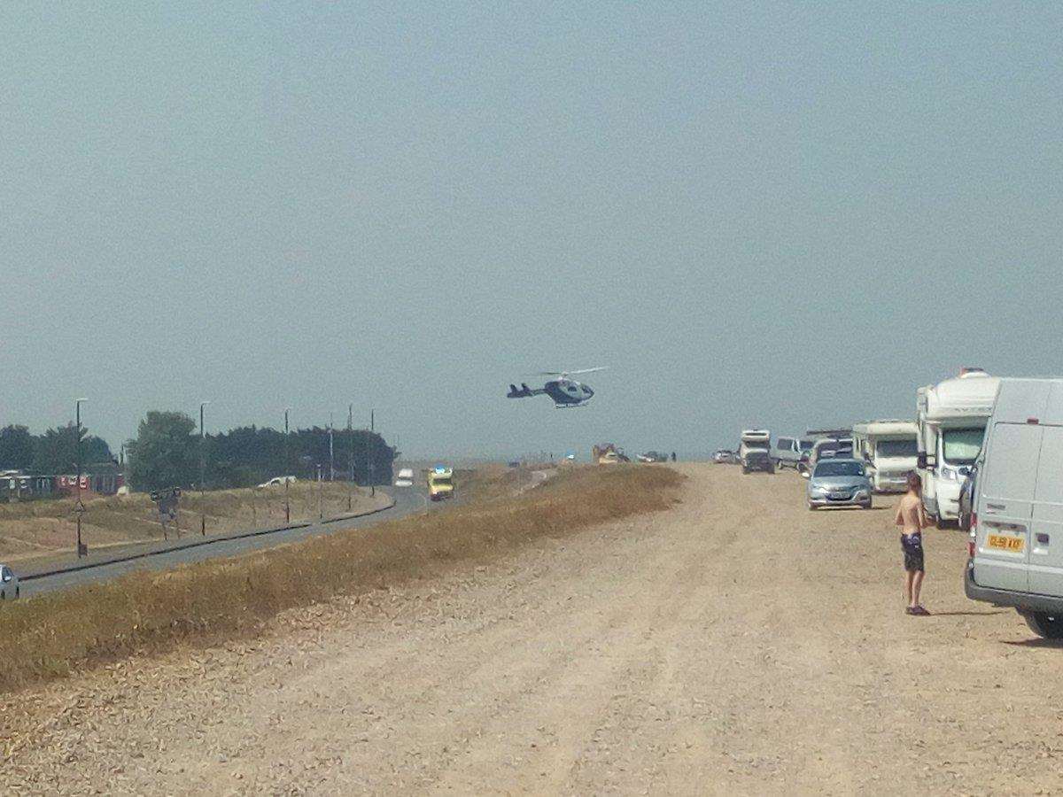 The air ambulance and other emergency crews were called to the beach. Picture: @ukradiom3zzf
