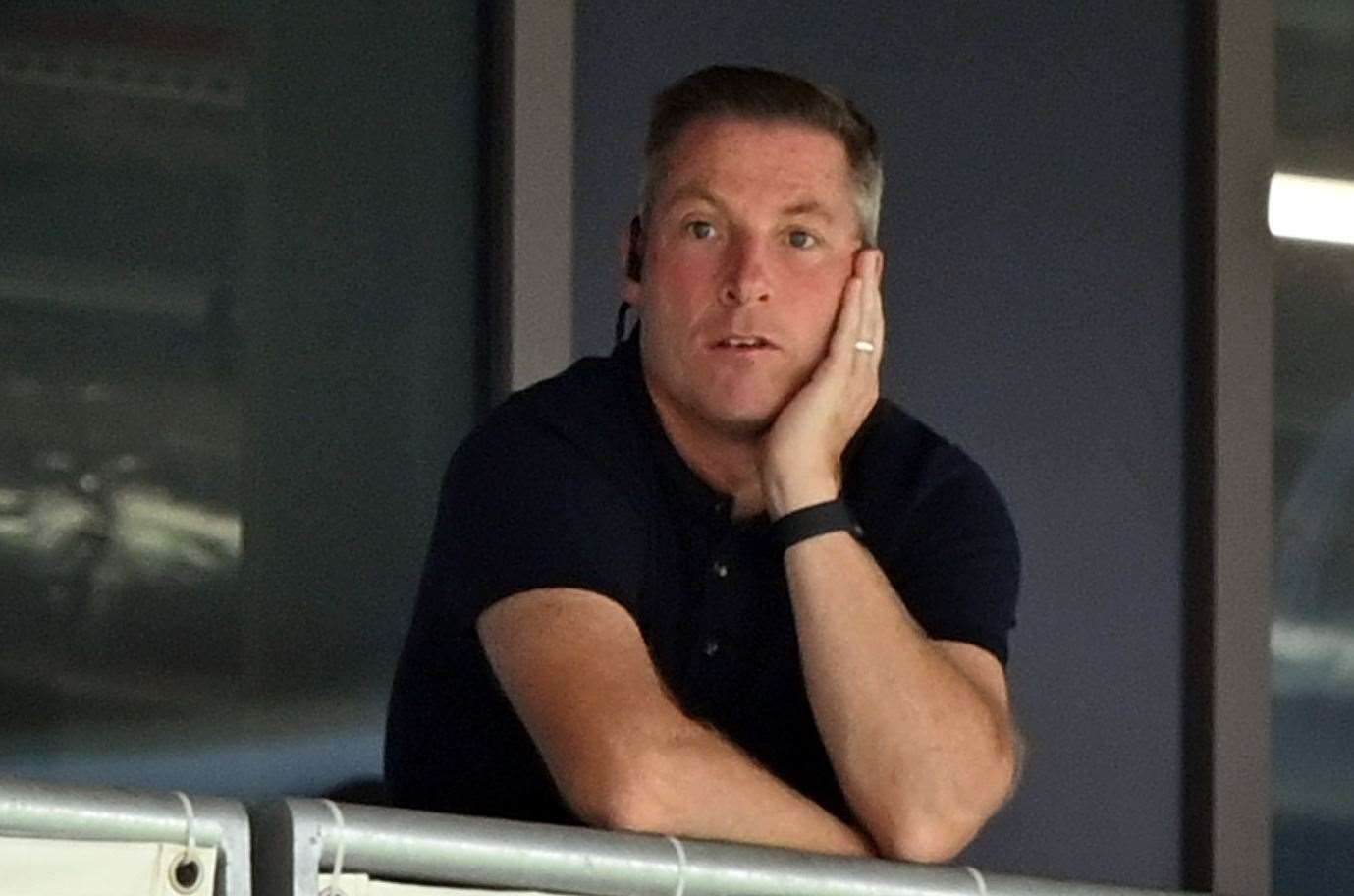 Gillingham manager Neil Harris watching his side at AFC Wimbledon at the weekend.Picture: Keith Gillard