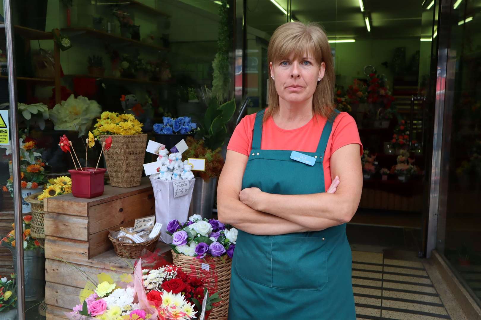Bloom or bust: Sue Probert of Daisy Chains Florist in Sheerness High Street. Picture: John Nurden