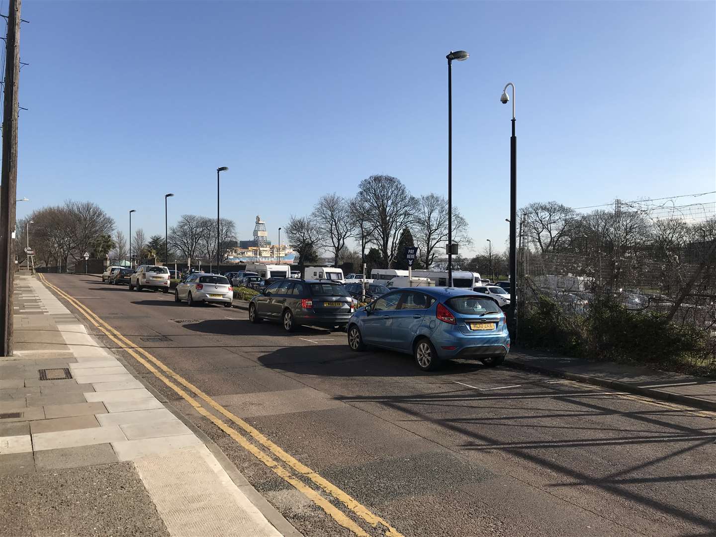 Seven caravans were spotted at the car park, which overlooks Gravesend's promenade