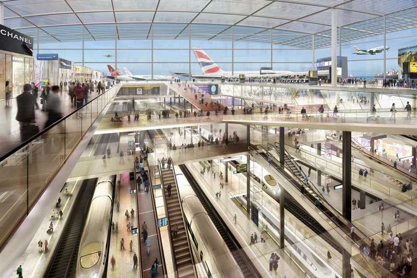 Lord Foster's vision for the airport transport system. Picture: Foster and Partners