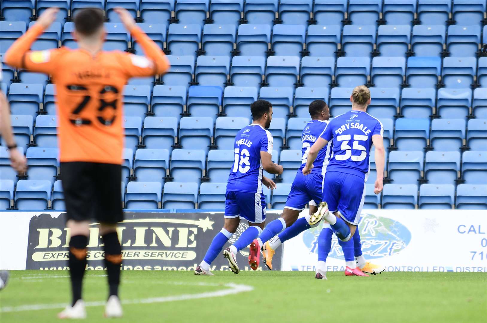 Gills players celebrate their opening goal Picture: Barry Goodwin