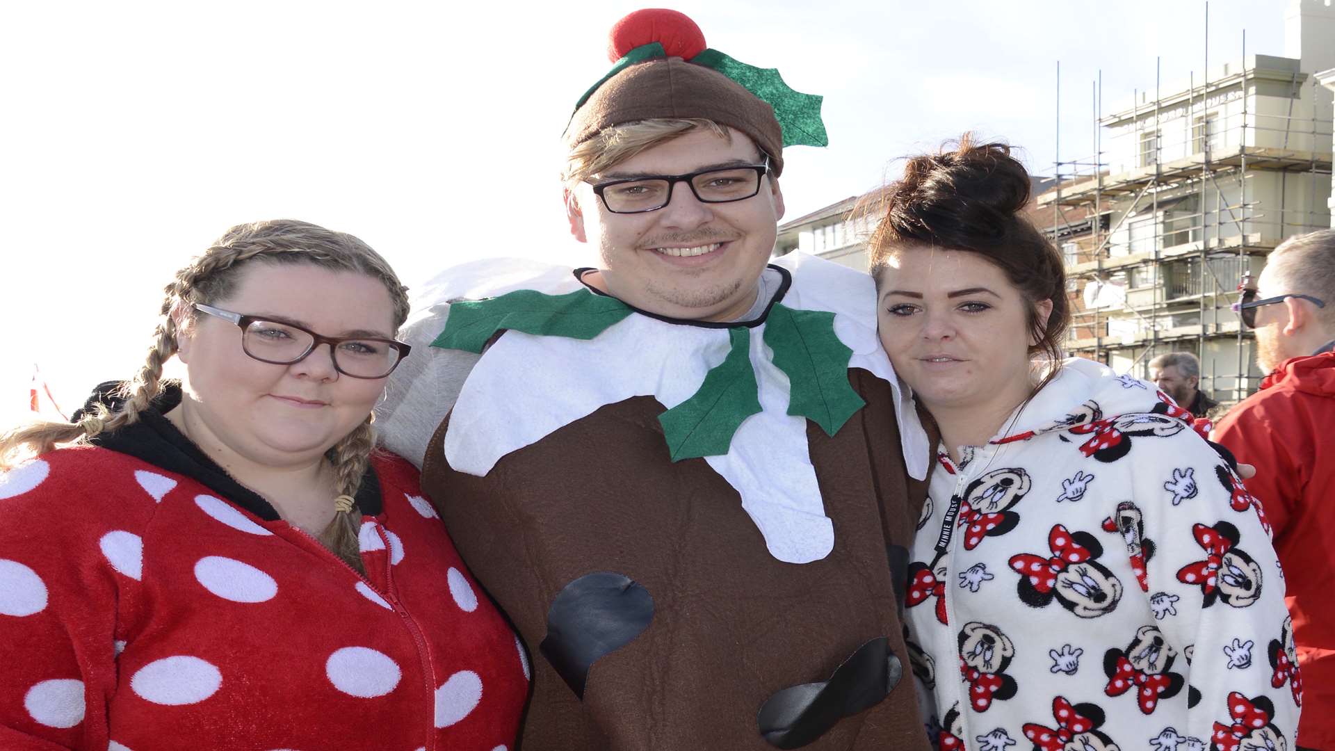 Louise Coleman, Liam Ward and Naomi Morton took part in the Boxing Day Dip to raise funds for Theo