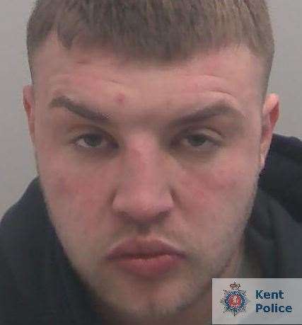 Aaron Boon has been jailed for a violent attack when he stamped on a woman's head and elbowed a police officer after pushing her down stairs