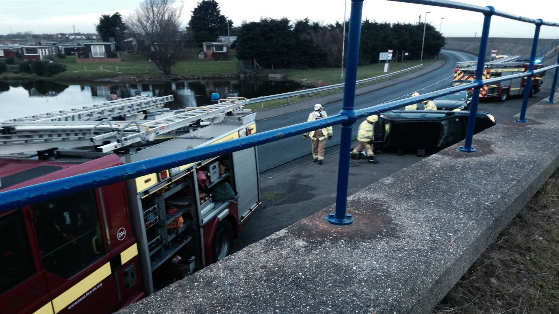 Fire crews at the scene of the crash