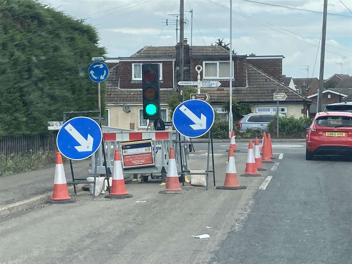 Temporary traffic lights for roadworks on Barton's Hill Drive