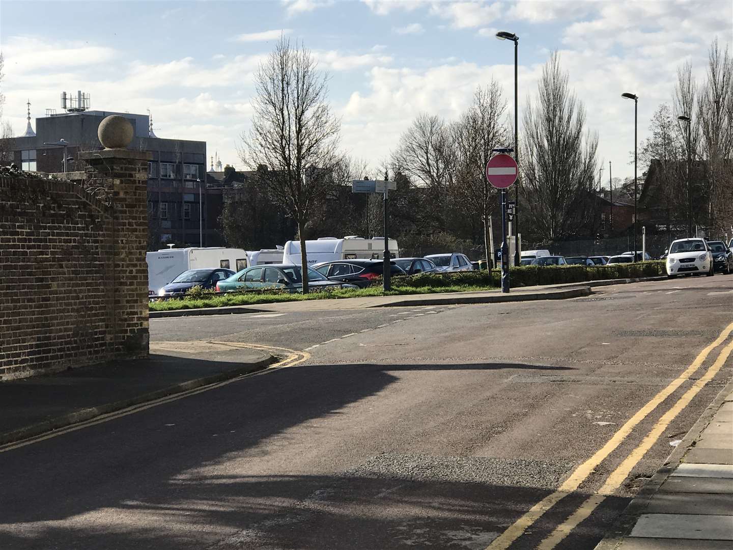 Seven caravans were spotted at the car park, which overlooks Gravesend's promenade