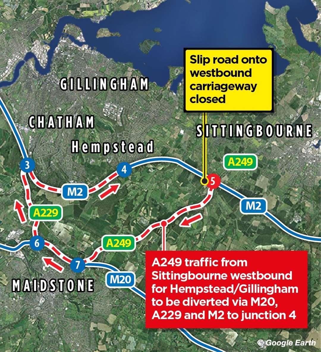 Travelling from Sittingbourne to Gillingham will take much longer as long for motorists during the closure