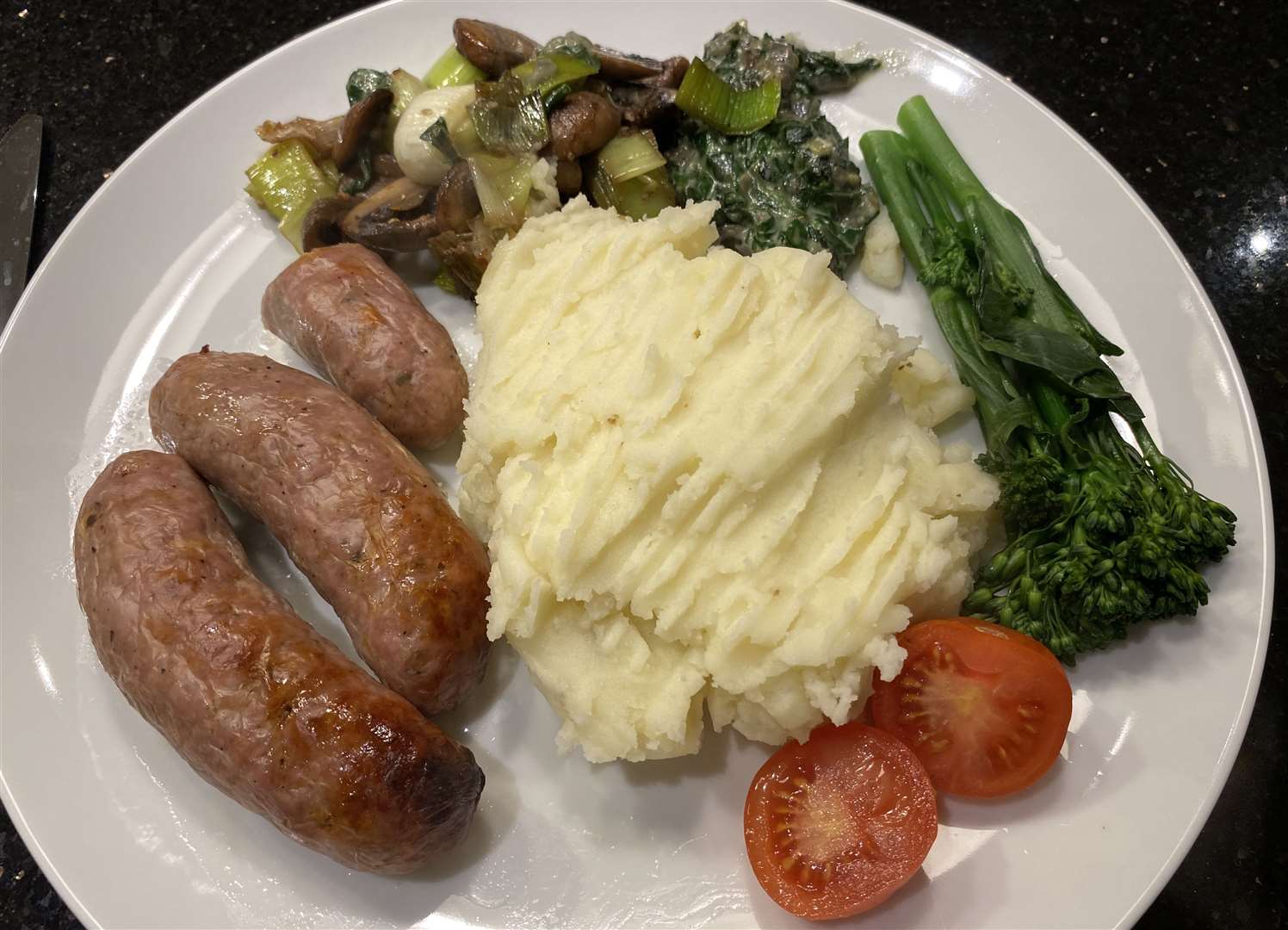 Dinner was Thanet-grown mashed potatoes and Maidstone sausages, but vegetables had to be added