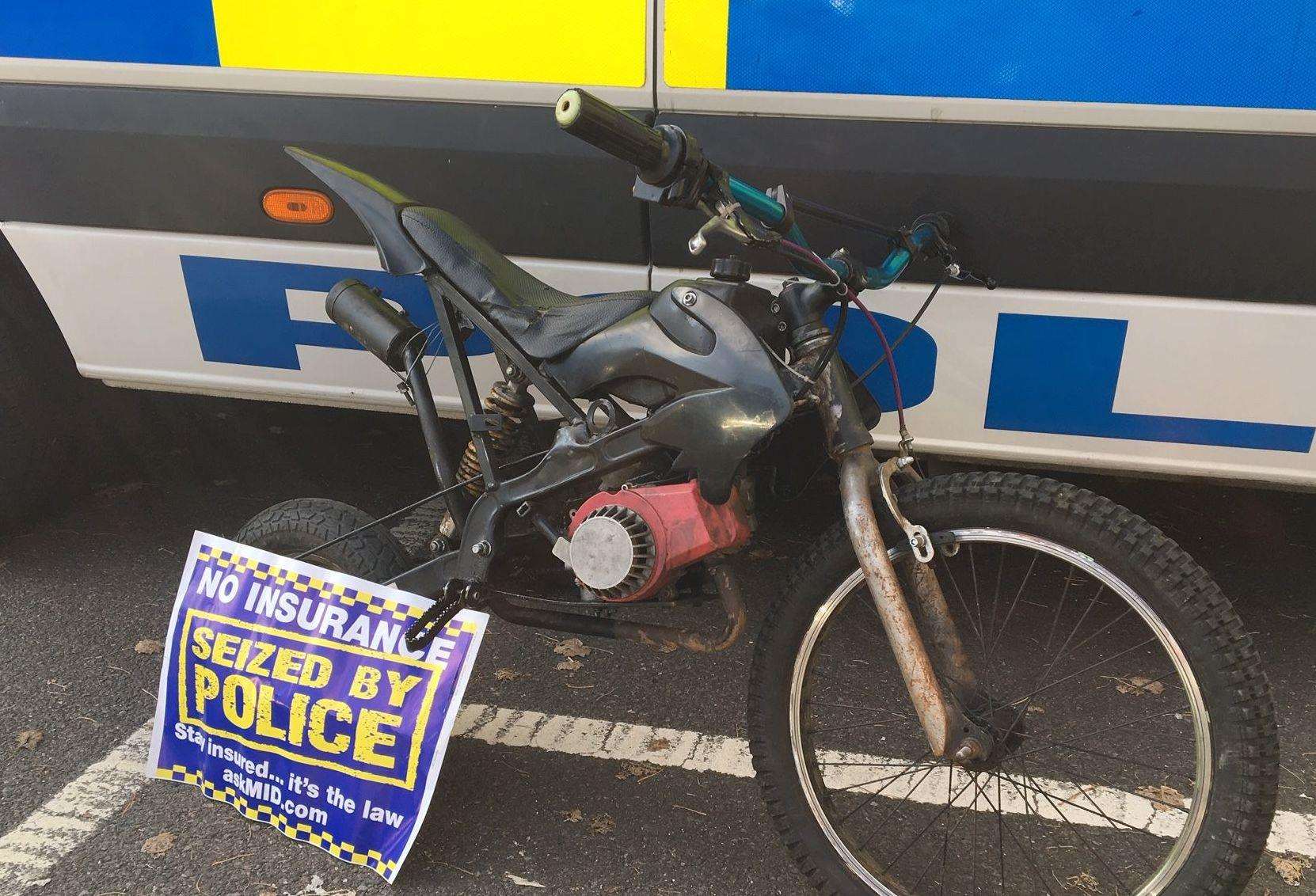 The bike was seized after reports of nuisance riding. Picture: Kent Police (4628355)