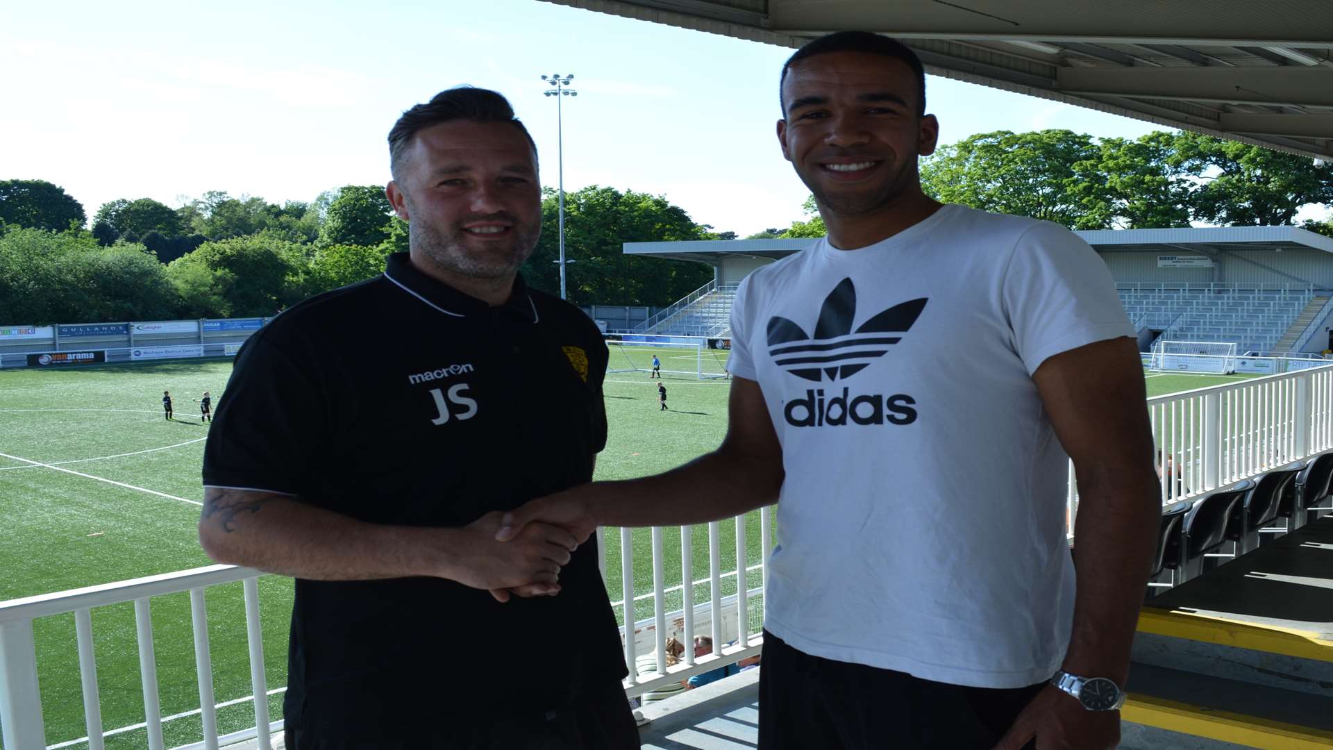 Maidstone manager Jay Saunders with Kevin Lokko