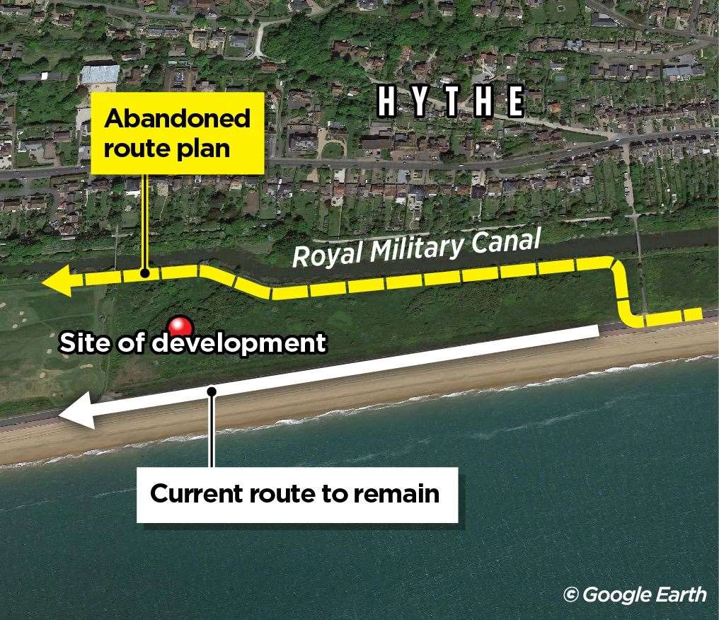 Plans to reroute Princes Parade along the Royal Military Canal have been scrapped and the current layout will remain