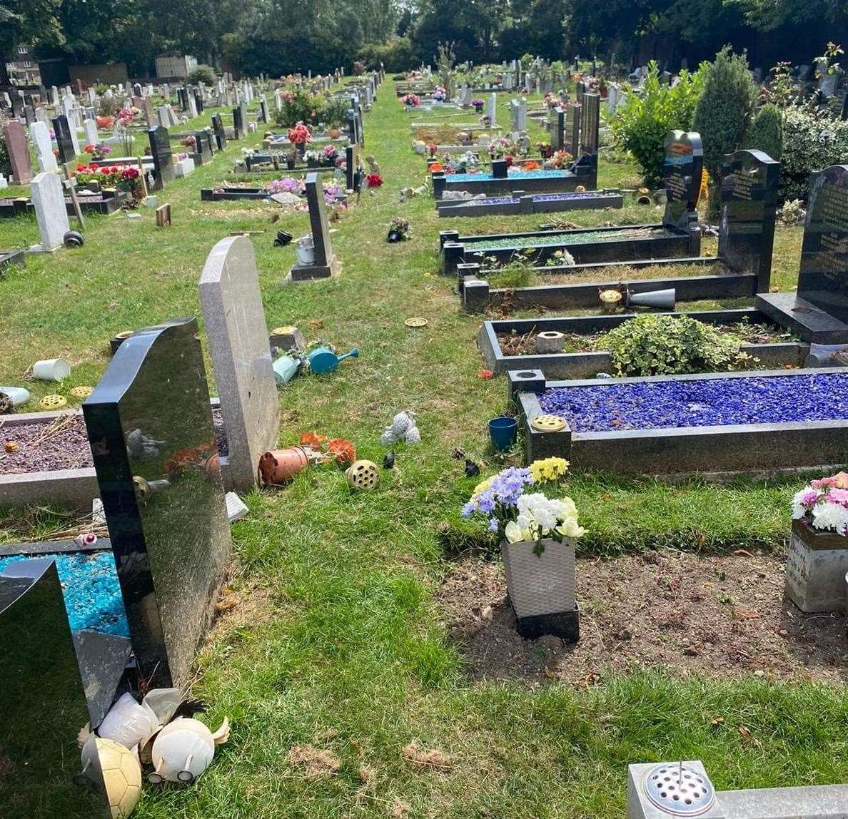 The vandalised graves in Swanscombe. Picture: Emma Ben Moussa
