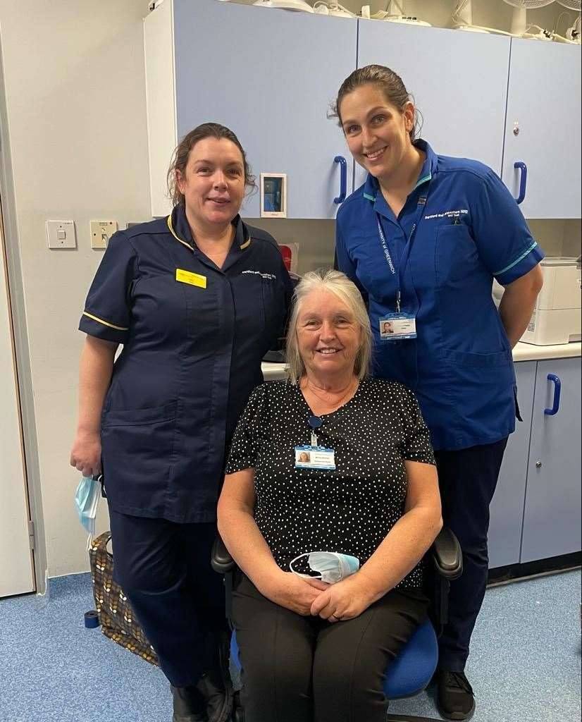 Darent Valley Hospital nurse Marian Mitchell, seated, with from left daughters and fellow nurses Melanie Williams and Miranda Paddy