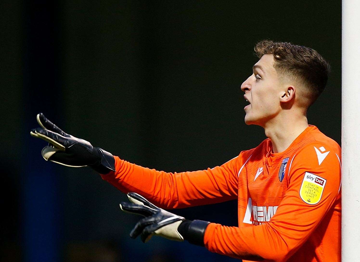 On-loan Gillingham goalkeeper Jamie Cumming has left the club and signed for MK Dons on loan instead. Picture: Andy Jones