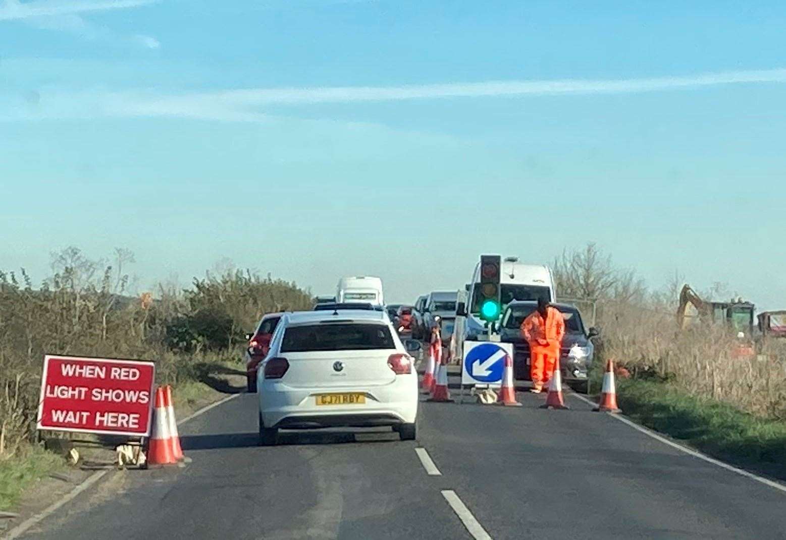 Southern Water's temporary traffic lights have caused hold-ups along the Lower Road on Sheppey