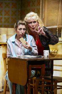 Jess Robinson as Little Voice and Beverley Callard as Mari Hoff in the Rise and Fall of Little Voice