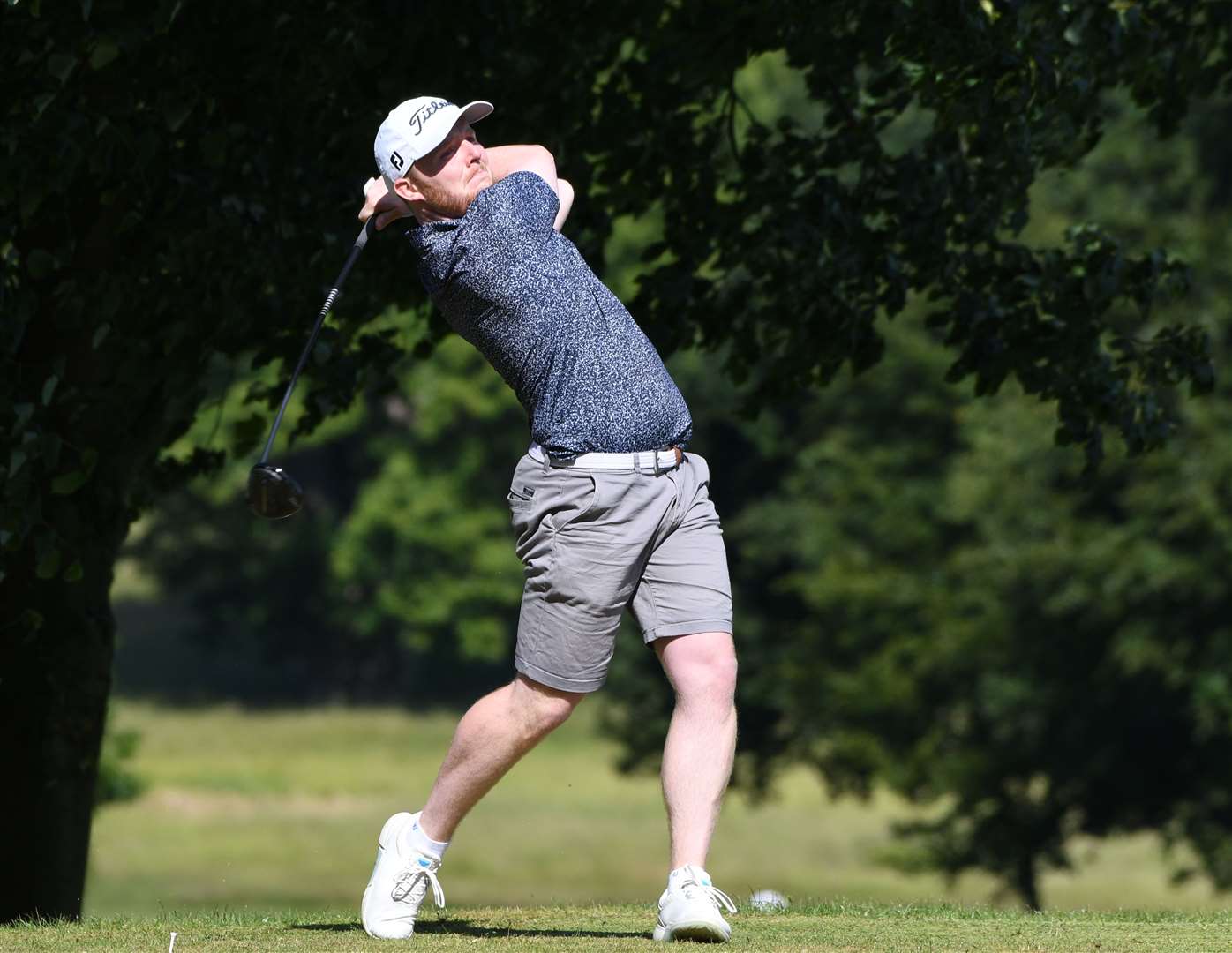 Wrotham Heath's James Dunn nails the ball off the tee. Picture: Barry Goodwin