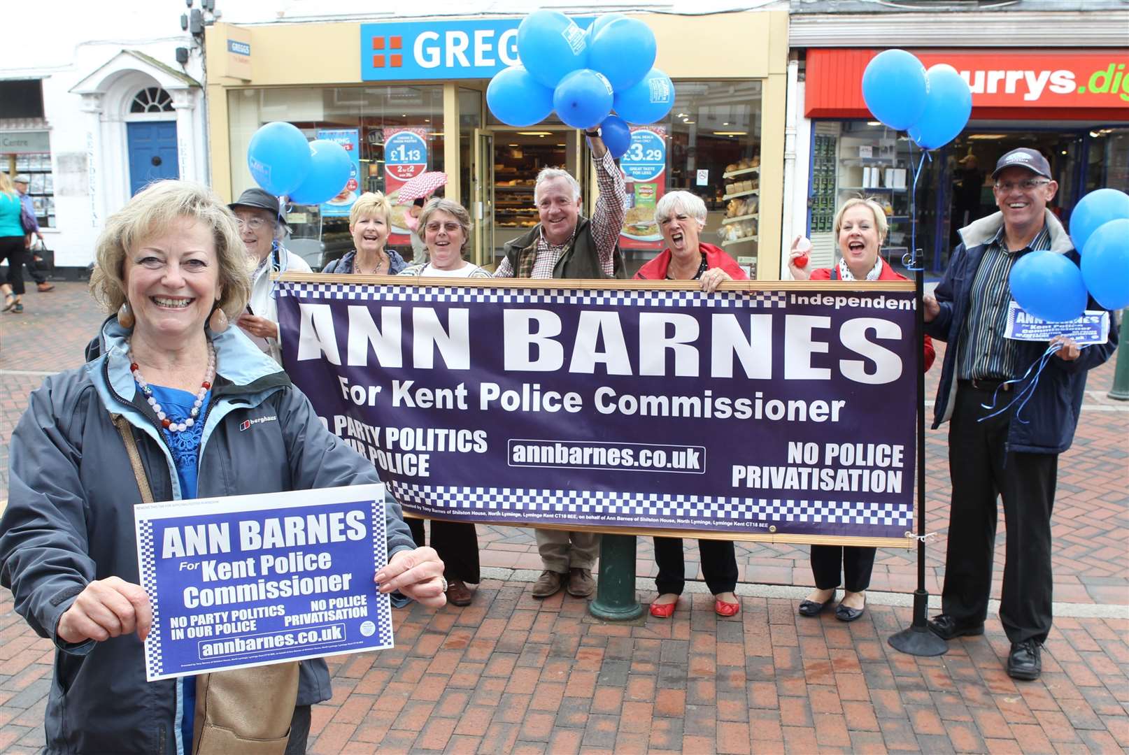 Ann Barnes with her roadshow team publicising her campaign to become the first Kent Commissioner,